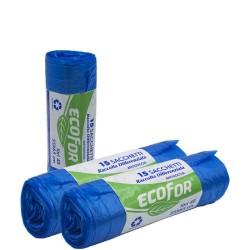 DOMOPAK SPAZZY - SACCHI NETTEZZA ANTIFORO CON MANICI - 20 SACCHI CASALINGHI BLU PER PATTUMIERA MEDIA 28LT - CM 52X54