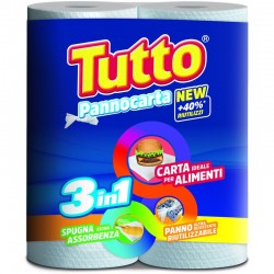 TUTTO CARTA CUCINA ASCIUGATUTTO PANNOCARTA 2 ROTOLI 3IN1